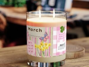 march floral scented candle — 11oz glass candle with daffodils & inspirational quotes