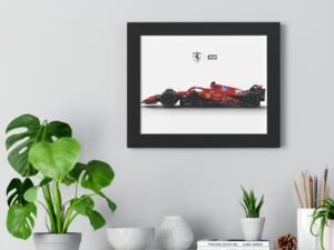 framed poster — red formula racing car print (horizontal)