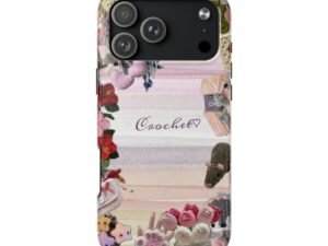crochet cute tough phone case – pastel amigurumi border design