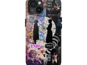 wednesday inspired tough phone case – enid & web collage design