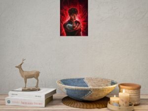 rolled poster — dark psychic horror art print (red lightning, supernatural power)