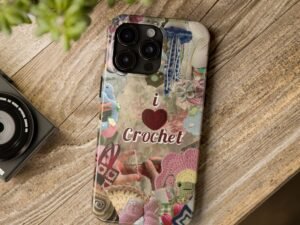 i heart crochet tough phone case — cute floral & amigurumi craft design