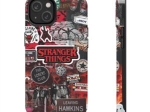 stranger things collage tough phone case — retro hawkins sticker design