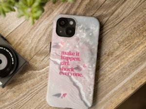 make it happen phone case — motivational pink beach tough case