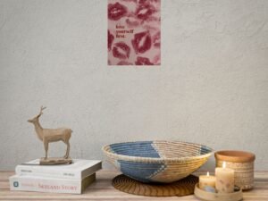 love yourself first poster — kissing lips wall art (self love decor)